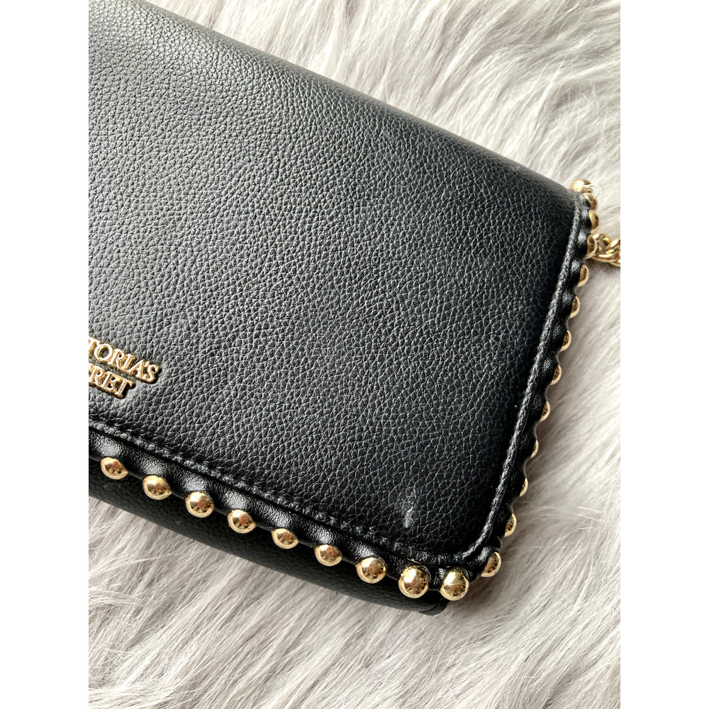 Victoria's Secret Purse Black Chain Strap Stud Crossbody Shoulder Bag Womens - Picture 3 of 12